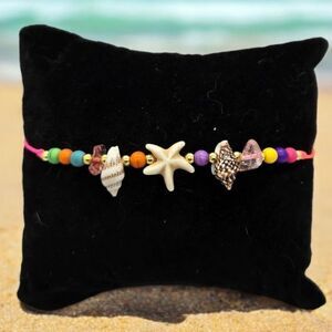 Colorful Starfish Shell Beaded String Charm Bracelet Adjustable Summer Beach